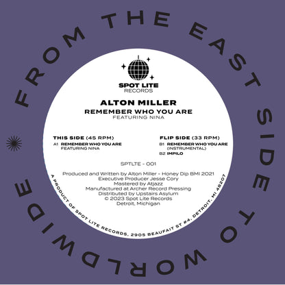 Alton Miller ft. Nina - Remember Who You Are 12" Vinyl Record